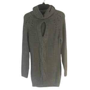 Venus Women's Size Medium Grey Cunky Heavy Knit Turtle Neck Tunic Sweater